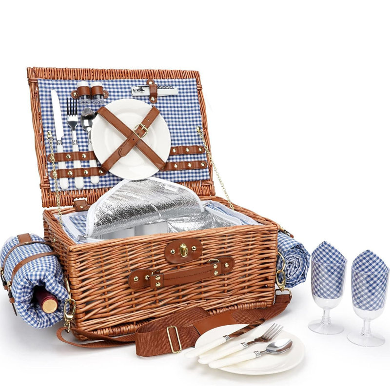 Panier de pique-nique isolé pour 4 personnes, Bleu