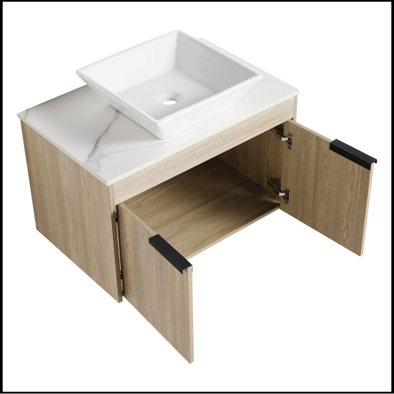 Ensemble de meuble-lavabo mural 30 po avec lavabo en céramique Modern Design