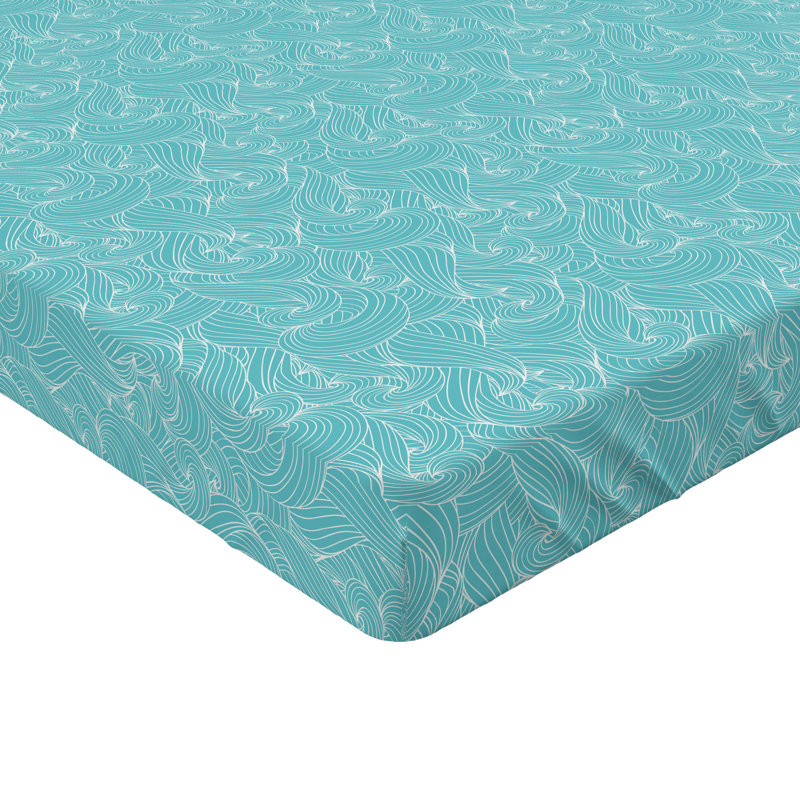 Ambesonne Fitted Sheet 2-Pack, California King Fitted Sheet, Pale Blue/White Abstract