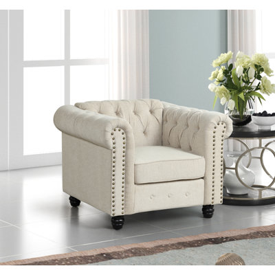 Fauteuil en lin touffeté 39 po