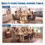 Table de salle à manger ovale extensible avec rangement dissimulé, table de cuisine à pied central, 4 à 6 couverts, forme ronde à ovale, couleur naturelle-656749932