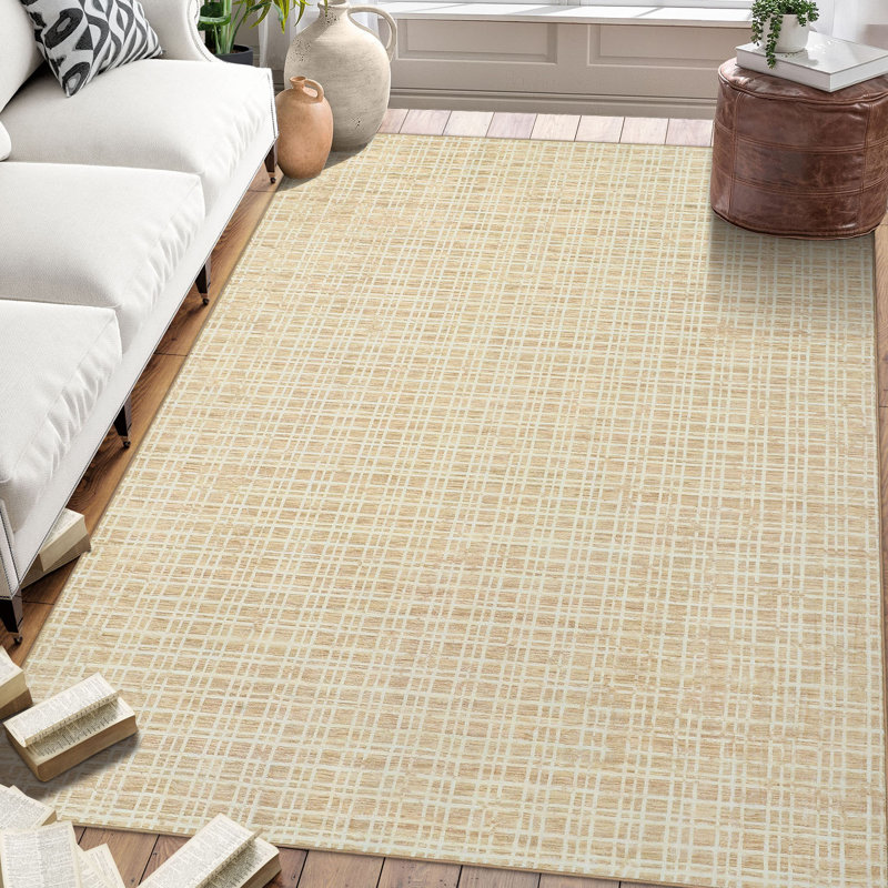 Marthaann Washable Plaid Indoor Rug, Rectangle 4' x 6'