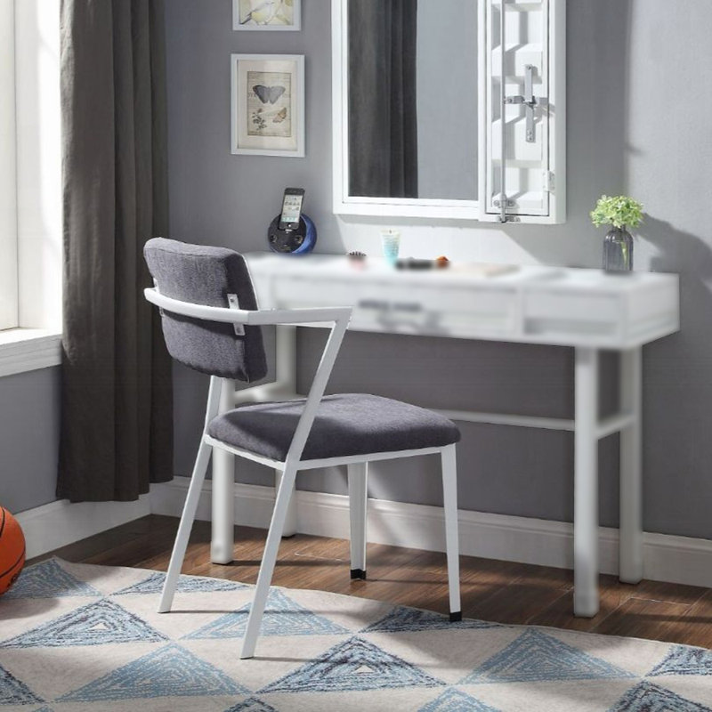 CHAISE DE BUREAU DE 62 CM DE LARGE, TISSU GRIS, Blanc