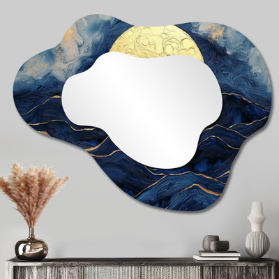 Miroir mural Boho - Lueur mystique d'une lune dorée, impression sur métal