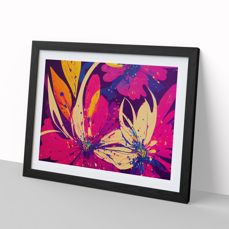Breathtaking Flower Splash Abstract - Single Picture Frame Painting, 46cm H x 64cm W x 2cm D, Black Framed