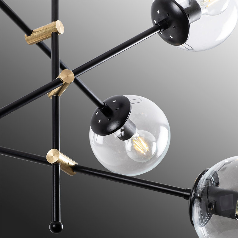 Fain 6 - Light Black Sphere Pendant, Clear