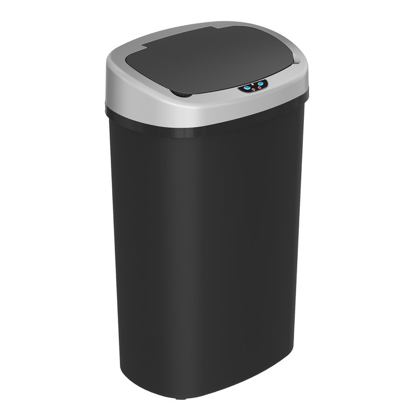 Poubelle de cuisine à capteur 13 gallons avec système de filtration des odeurs Itouchless, poubelle en plastique durable résistant aux bosses, poubelle à couvercle automatique idéale pour la maison, le bureau, les affaires, mince, peu encombrante, no