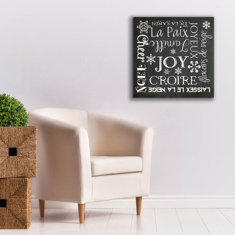 «Christmas Chalk 1 French» par Erin Clark, art mural sur toile, H 26 po x l 26 po x P 1,5 po