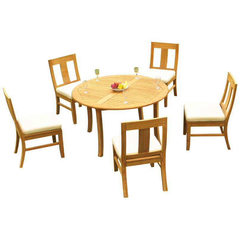 Ensemble bistro en teck Kevon, H 30,5 po x L 52 po x l 52 po, 6