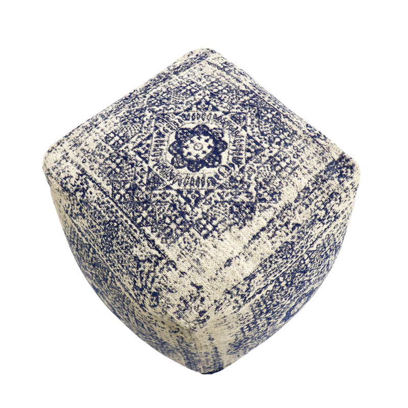 Pouf large carré en Damas 17 "