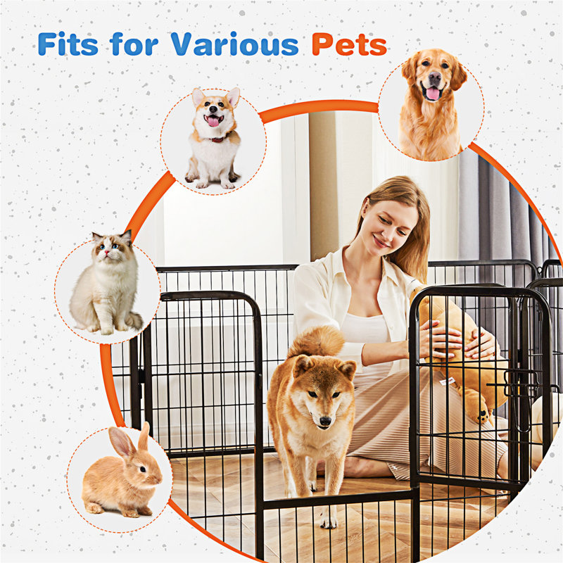 Parc pour chien d'intérieur avec porte, H 23,6 po x l 92,1 po x P 32,6 po