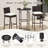 3 Piece Outdoor Bar Set Patio Rattan Bar Height Table & Chairs with  Glass Tabletop