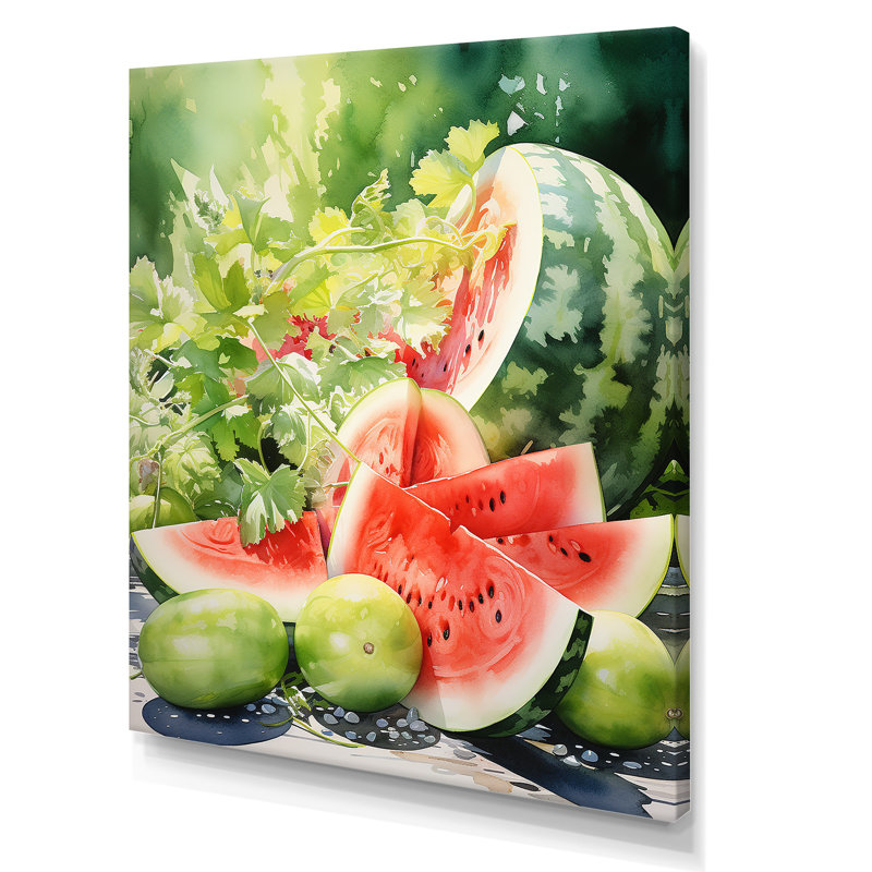 «Summertime Watermelon Fruit 4 - Fruits», art mural, H 40 po x l 30 po x P 1,5 po
