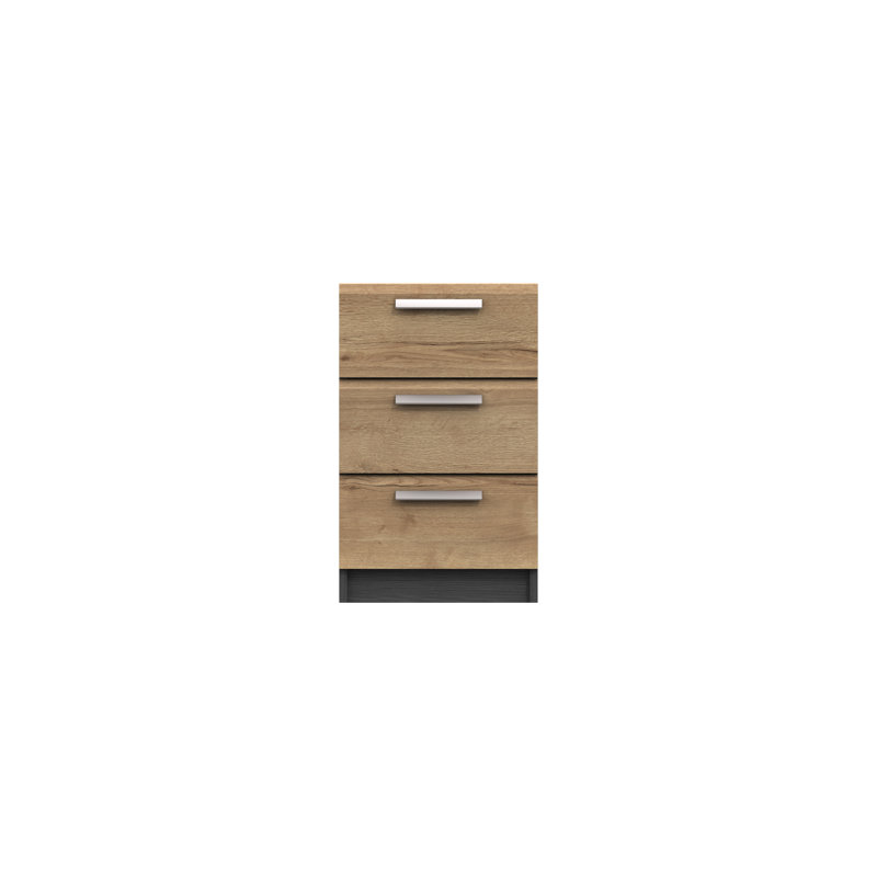 Harvey-Lee 38cm W Manufactured Wood Bedside Table, Graphite/Natural Rustic Oak