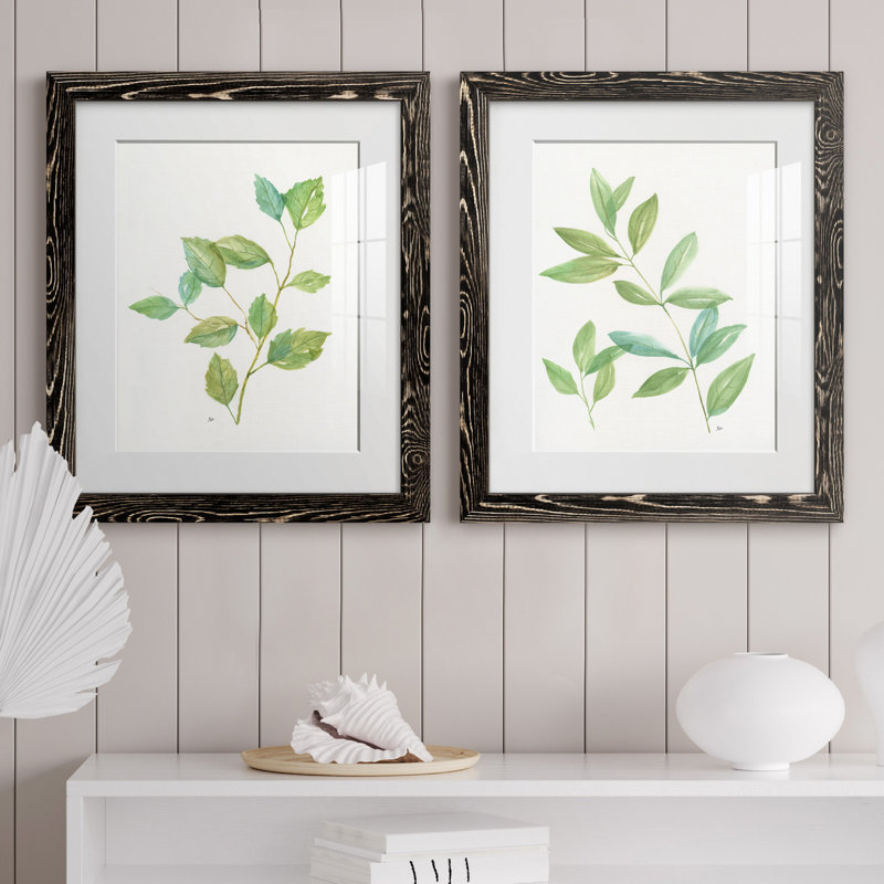 Printemps verts I - ensemble de 2 reproductions d'art, H 24 po x l 36 po x P 1,5 po, H 31,5 po x l 47 po x P 1,5 po, Blanc