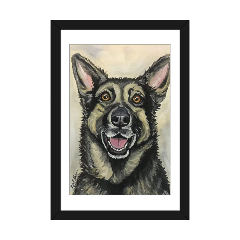 « german berger on crème », impression sur toile, H 24 po x l 16 po x P 1 po, Papier d'art encadré noir