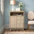 Natural Finish Wave-Patterned Manufactured Wood 3-Drawer 1-Door Bathroom Storage Cabinet