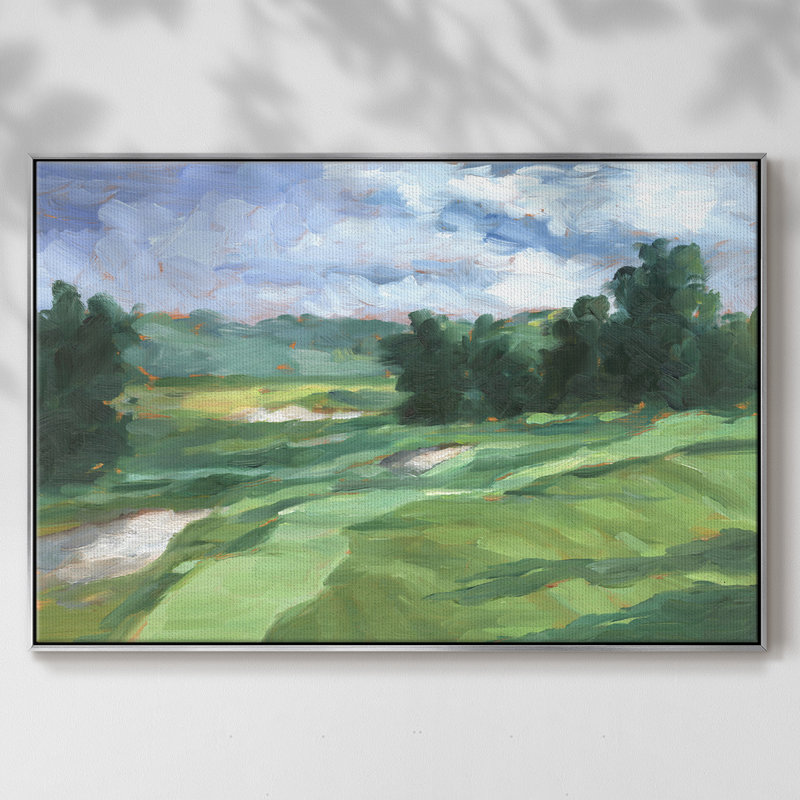 " Golf Course Study IV ", 25" H x 37" W x 2" D, Silver
