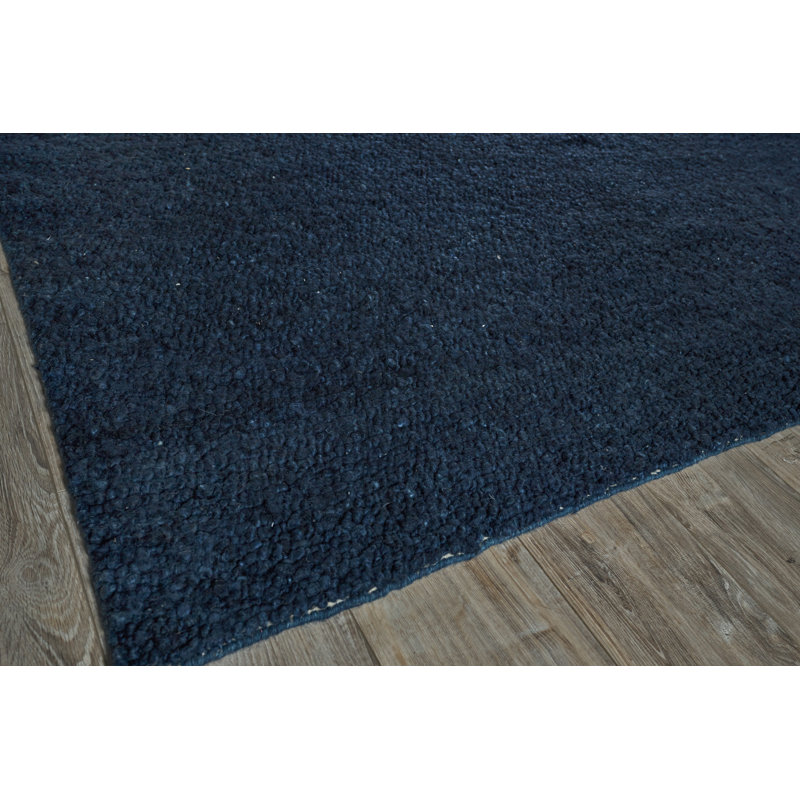 Borelli Wool Area Rug in Navy Blue, Rectangle 14' x 18'