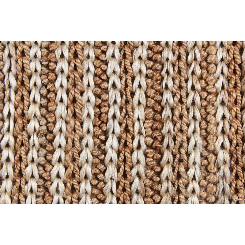 Tapis brun / crème en jute tissé à plat à la main Bronagh, Rectangle 3 pi 11 po x 5 pi 11 po