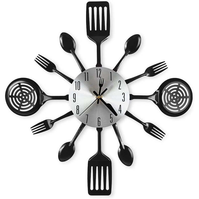 Tableware Kitchen Wall Clock, Black