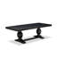 Cet ensemble de table à manger 9 pièces comprend une table de salle à manger et 8 chaises de cuisine en tissu de lin bleu minéral avec dossier rembourré - finition noire sablée.-2094268625-2099211664-2099211666
