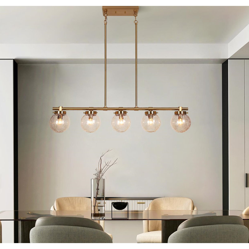 Luminaire suspendu linéaire à 5 lumières à intensité variable H 38 "Hampson