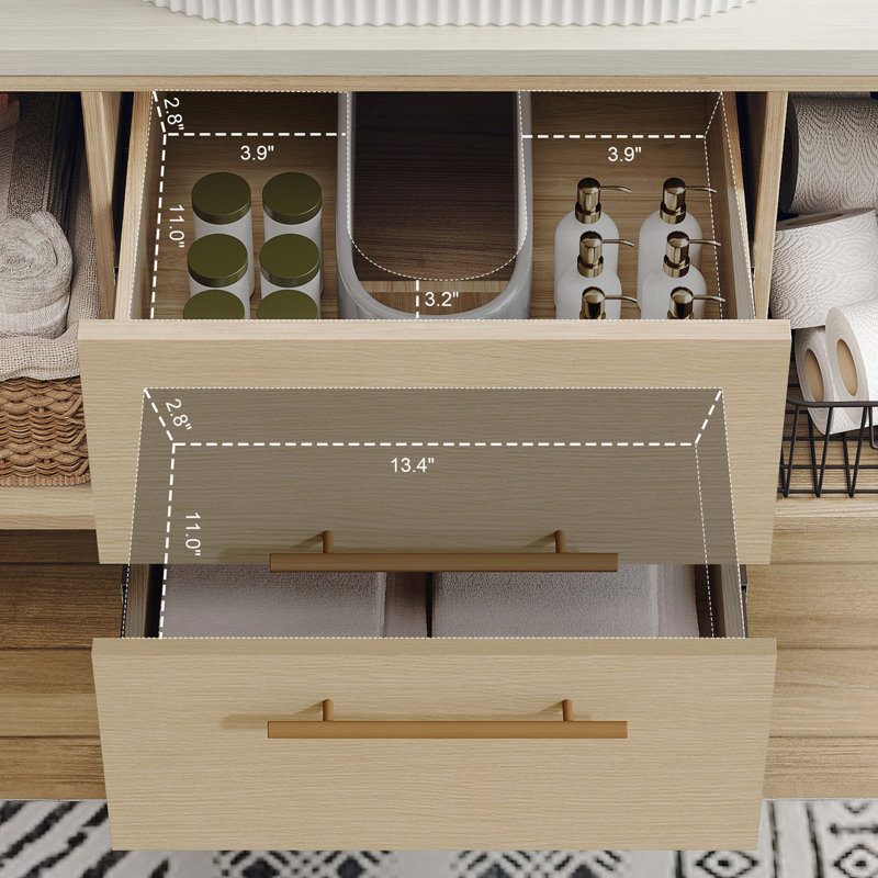 Meuble-lavabo mural moderne 39,4 po avec meuble-lavabo flottant ovale en céramique massif, Bois