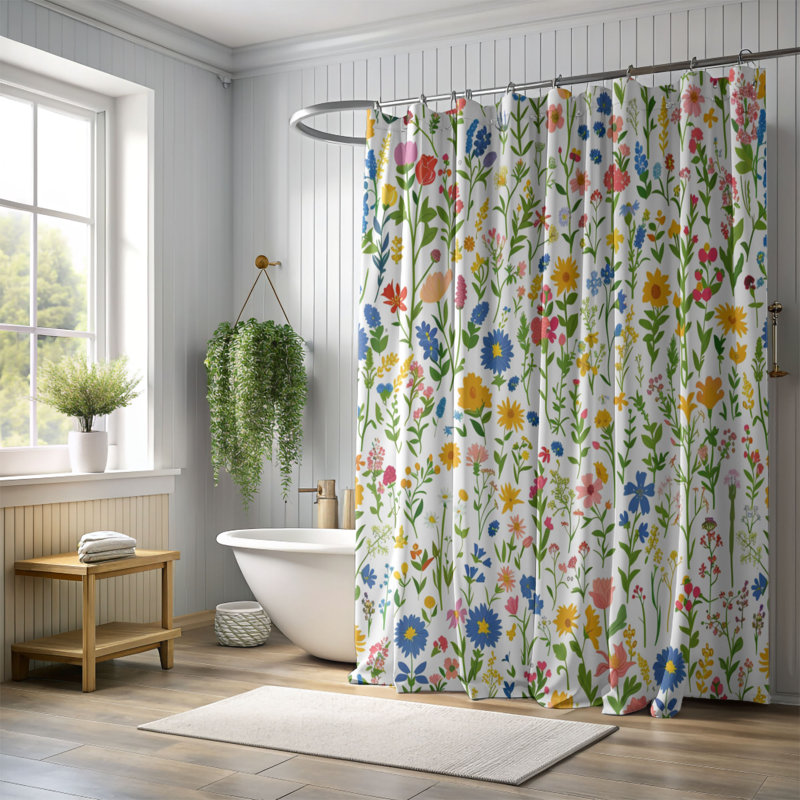 New Flora - Premium Shower Curtain, 74"H x 71"W