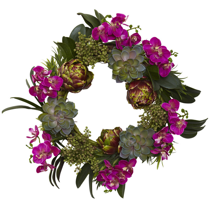 Faux Succulent Polyester 20'' Wreath