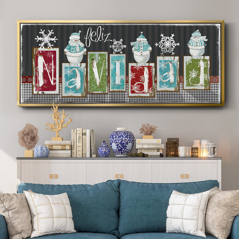 Navidad Blocks- Framed Canvas, 20" H x 50" W