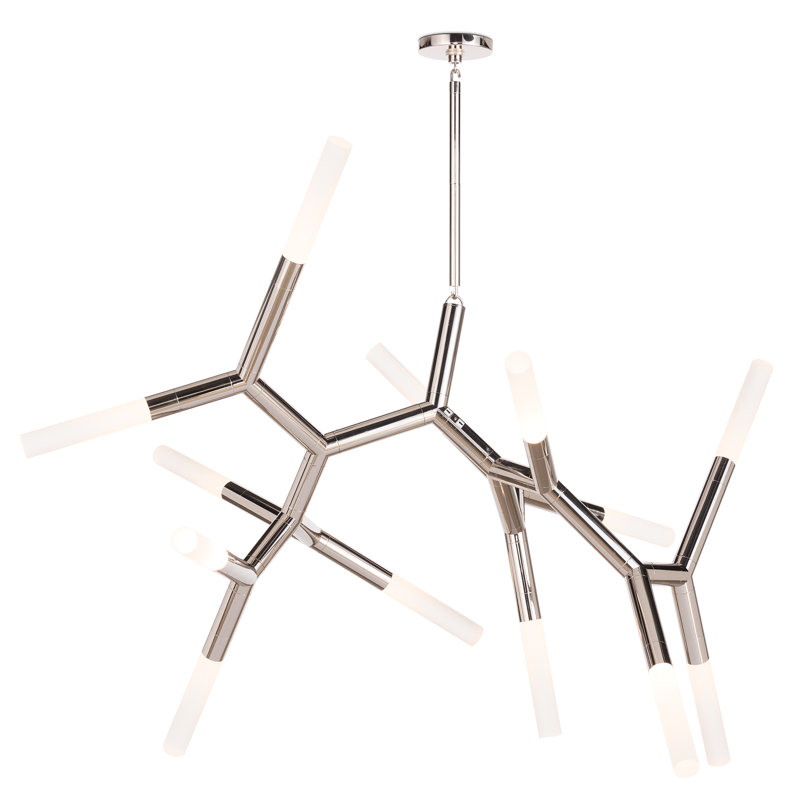 Traveler Chandelier, Polished Nickel, 49"W x 41"H