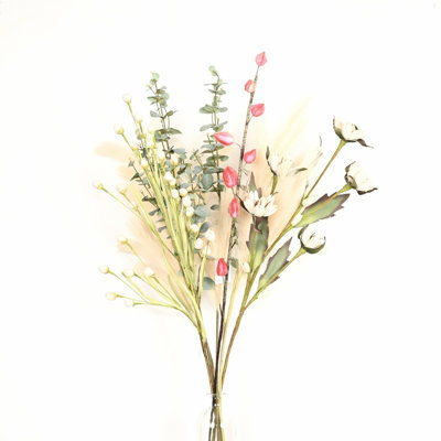 Branche de bourgeons d'herbe d'eucalyptus artificiel de 40 po pour remplissage de vase, bouquet de fleurs à longue tige de verdure de style bohème de ferme pour décoration de table de bureau à domicile