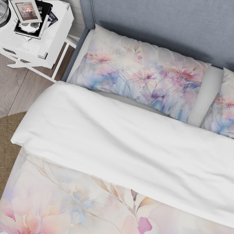 Ensemble de housse de couette en microfibre / polyester mauve Dreamy Florals II