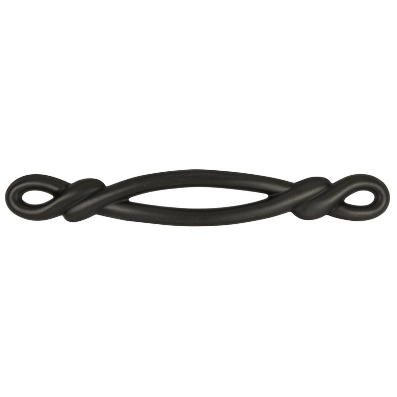 French Twist Kitchen Cabinet Handles, Solid Core Drawer Pulls for Cabinet Doors, 3", Black Iron