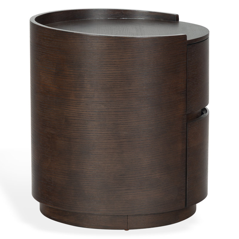 Melissa Round 2 Drawer Nightstand, Walnut