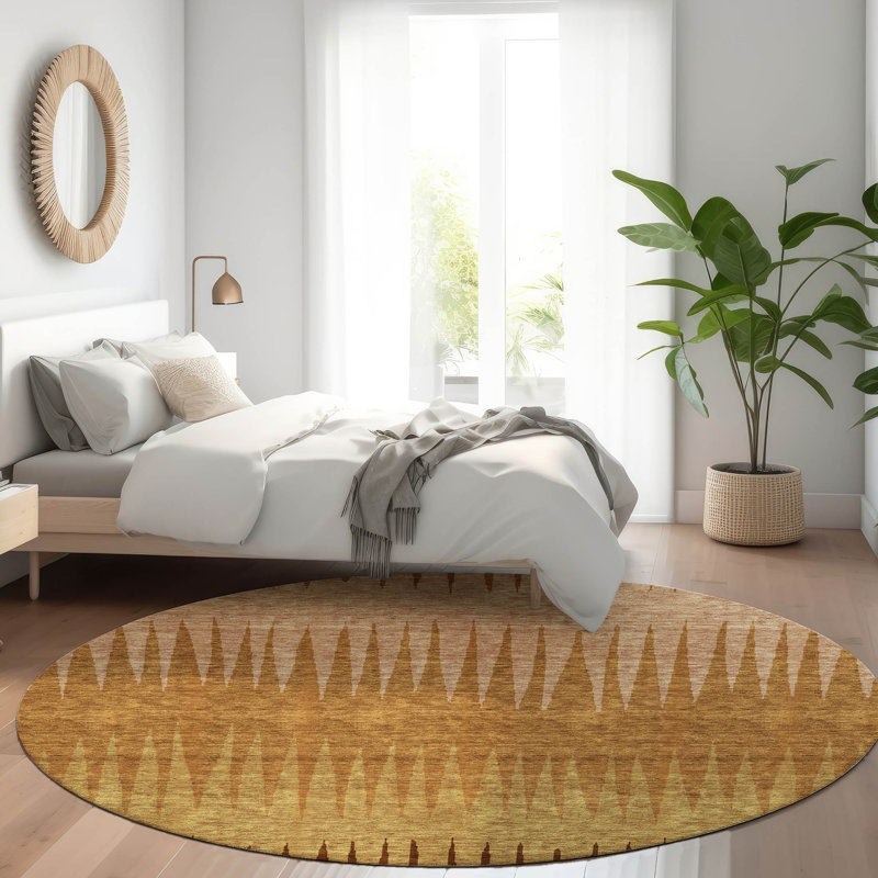 Premium Machine Washable Prisco Paprika Rug, Round 8'