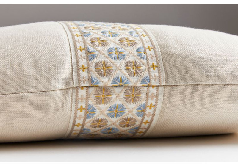 Folklore Lumbar Pillow Cover & Insert, Flax/Seaside