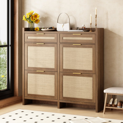 Ciauna 24 Pair Shoe Storage Cabinet with 4 Flip Drawers