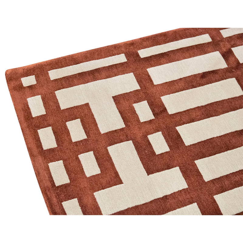 Hand Knotted Geometric Area Rug in Garnet
