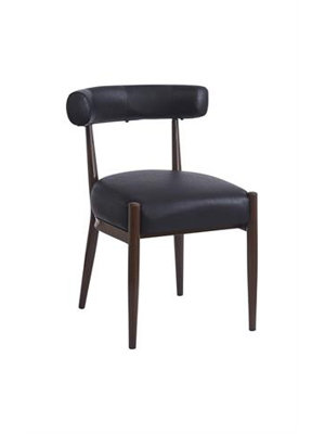 Dining Metal Chair with Vinyl Seat and Curved Backrest for Indoor Use