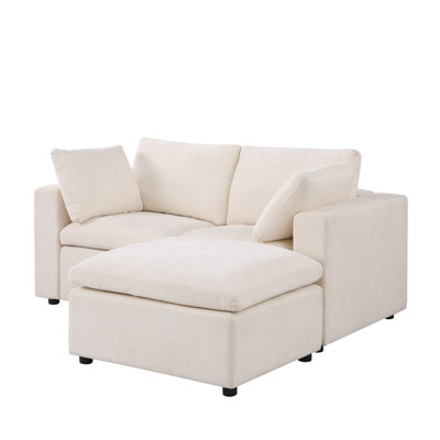 68.5Loveseat Sofa with Ottoman Modular Sectional Love Seat Couch Small L Shaped Upholstered Couch