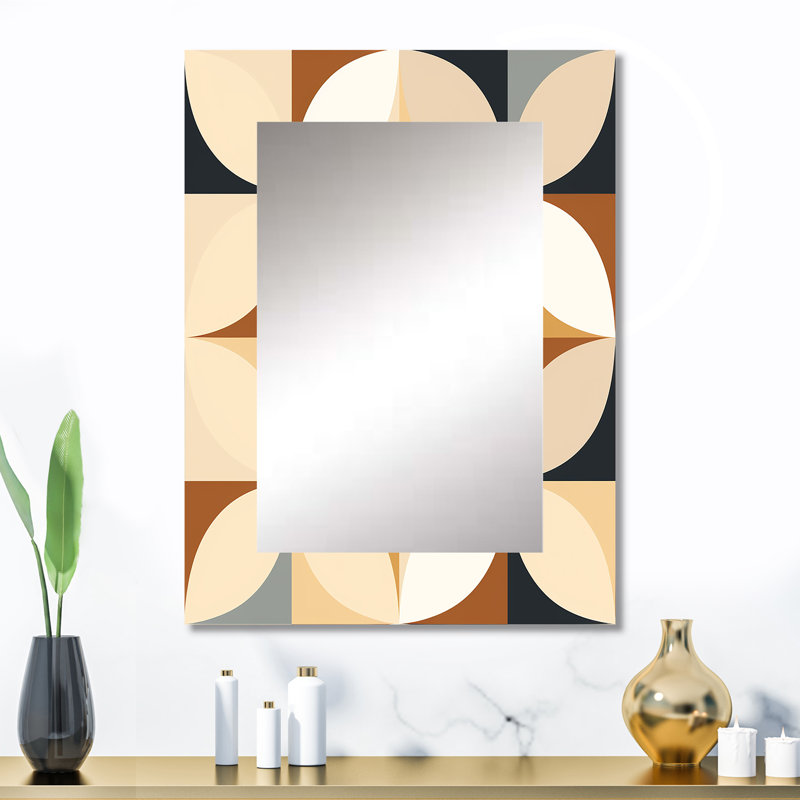 Geometric Harmony - grand miroir géométrique, décor de miroir mural unique géométrique, impression d'art en métal