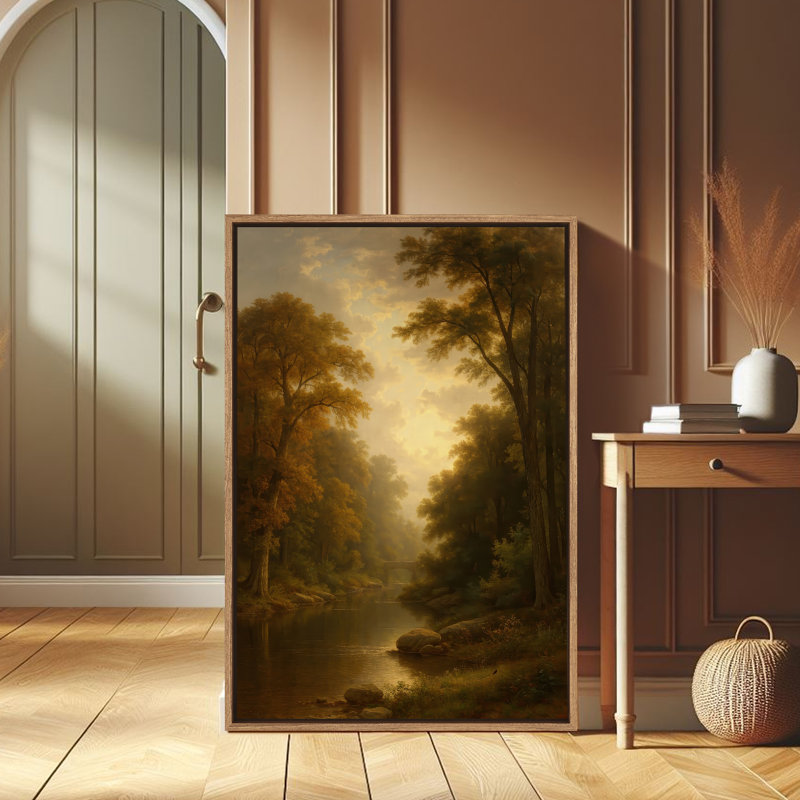 Art mural encadré abstrait rétro antique classique pour chambre à coucher, H 36 po x l 24 po, Naturel