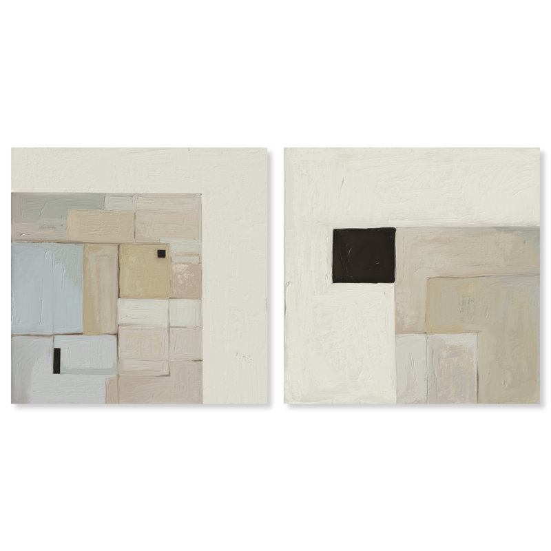 Soft Roughness Set Canvas Abstract Print by Oliver Gal, Black Frame, 12 x 12, 16"H x 16"W, Gallery Wrapped