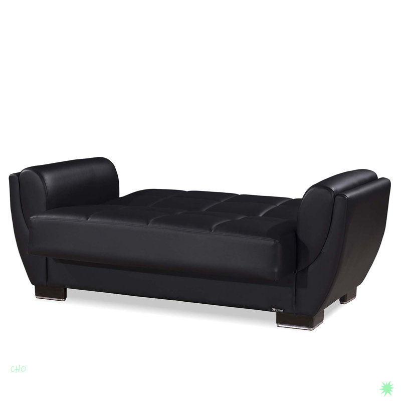 Causeuse convertible avec rangement Collection, PU, Noir, noir, noir, noir