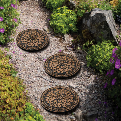 Dahlia Rubber 3 piece Stepping Stone Set