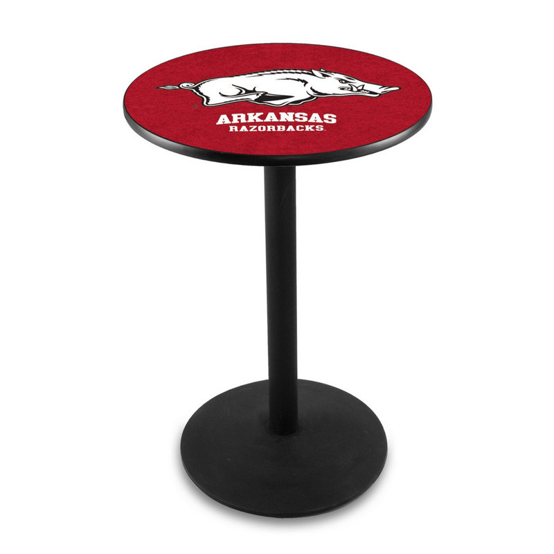 Round Metal Base Dining Table, Black Wrinkle, University of Arkansas