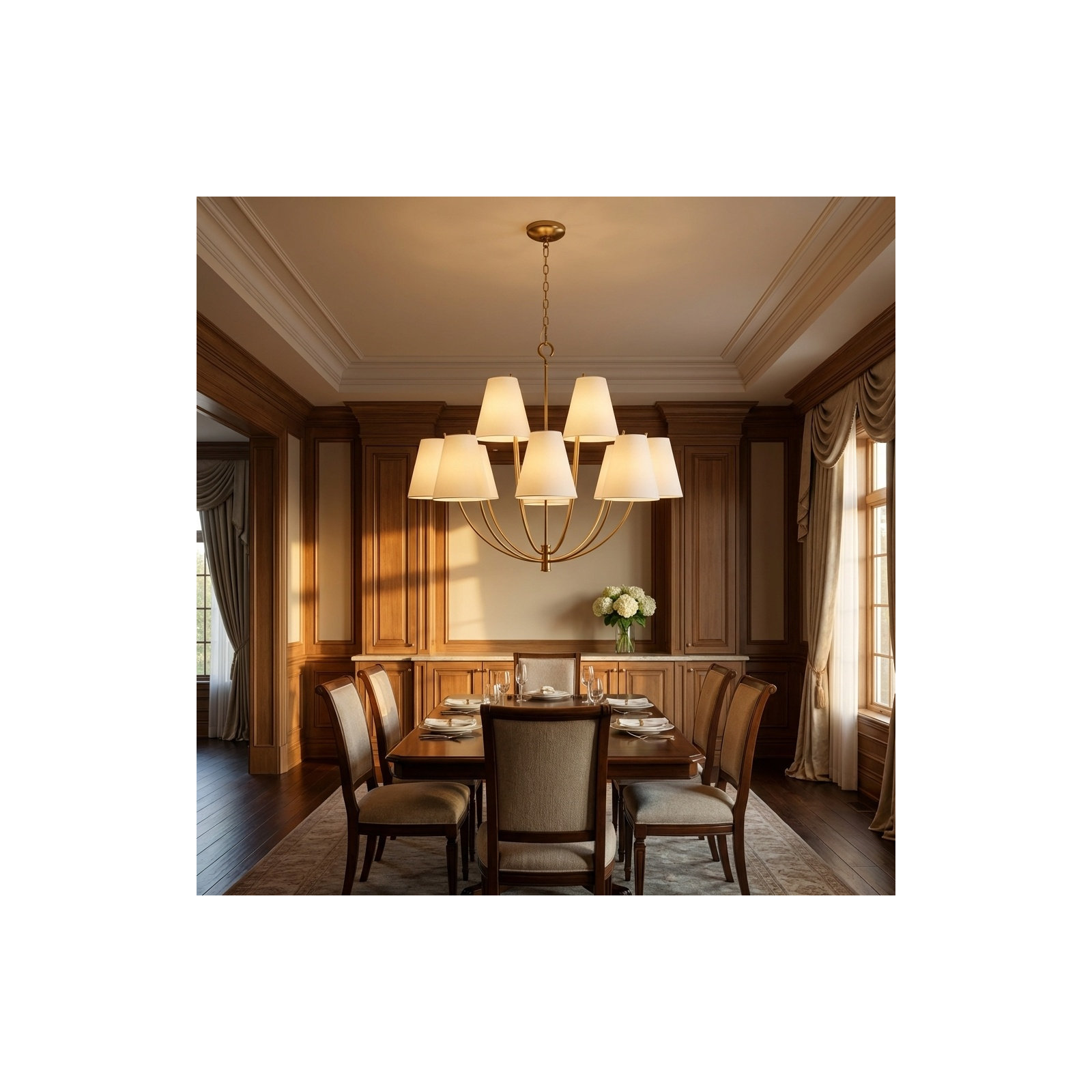 Reyes Chandelier, 123.63" H x 40" W  x 40" D, Burnished Brass