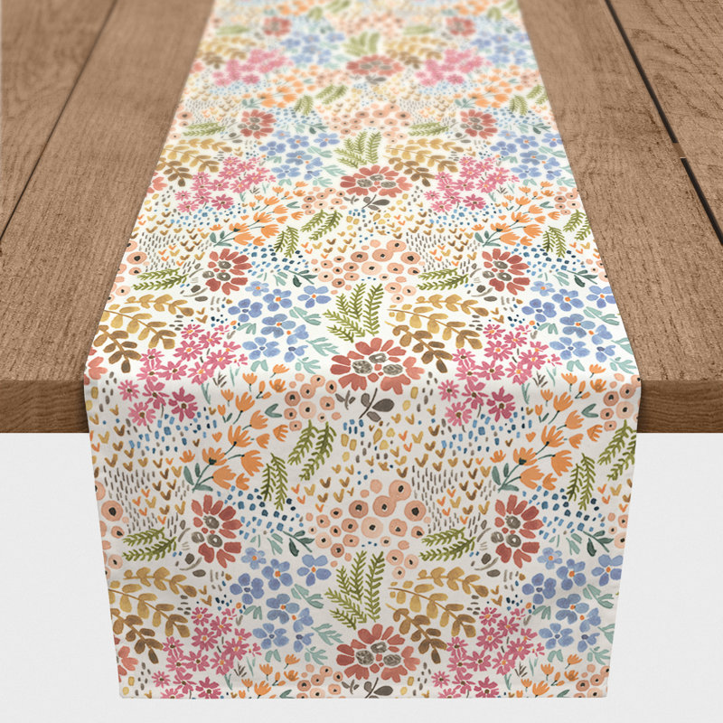Bright Multi Floral Table Runner, 72" L x 16" W
